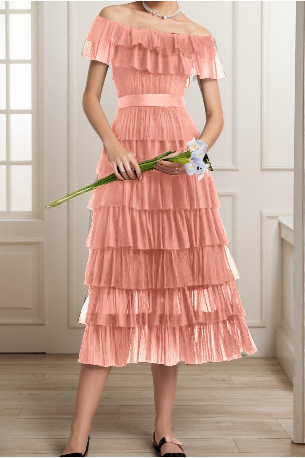 A-Line Tea Length Tulle Graduation Dresses CS0557 - COCOMELODY