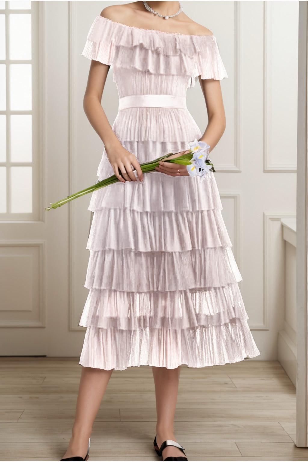 A-Line Tea Length Tulle Graduation Dresses CS0557 - COCOMELODY