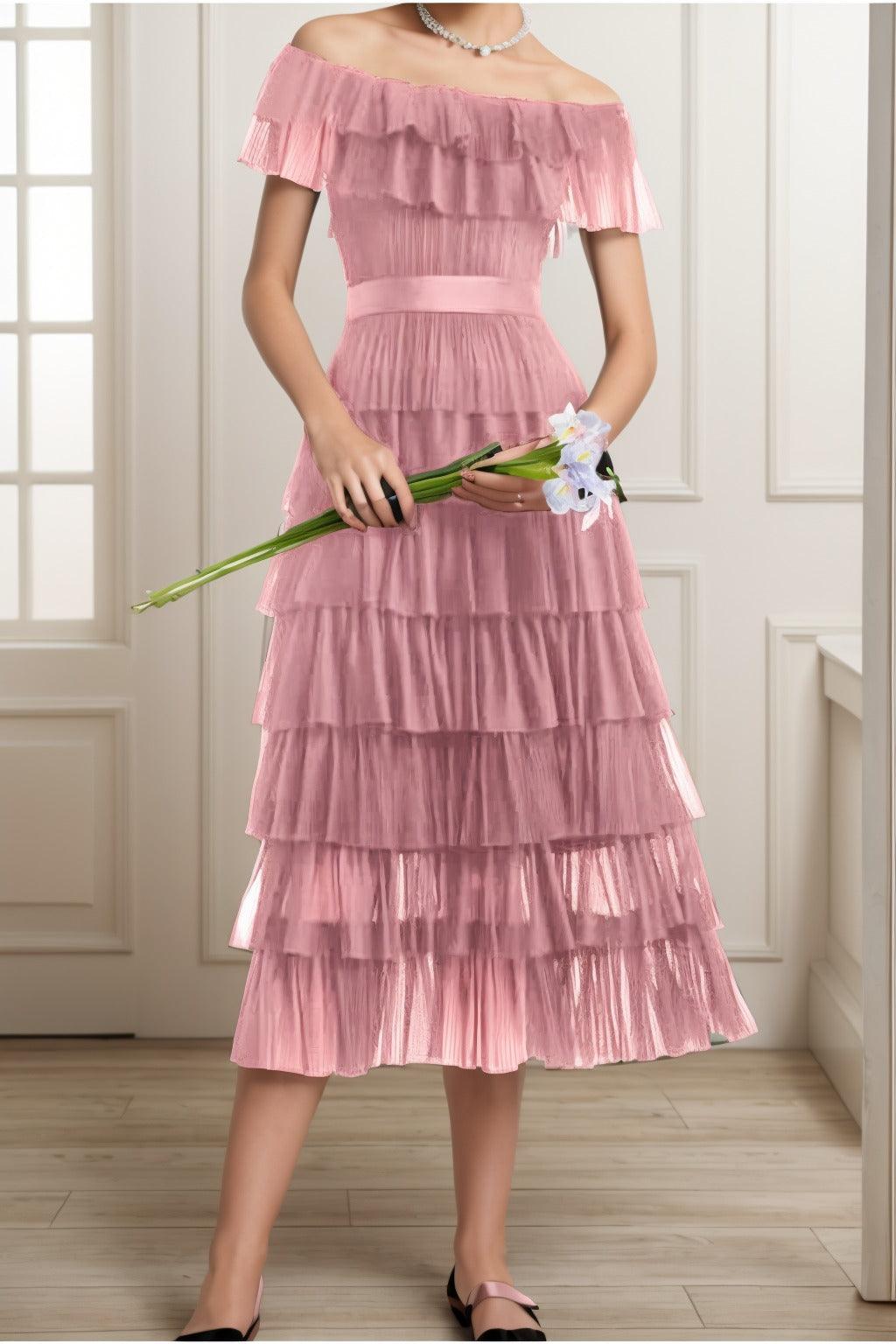 A-Line Tea Length Tulle Graduation Dresses CS0557 - COCOMELODY