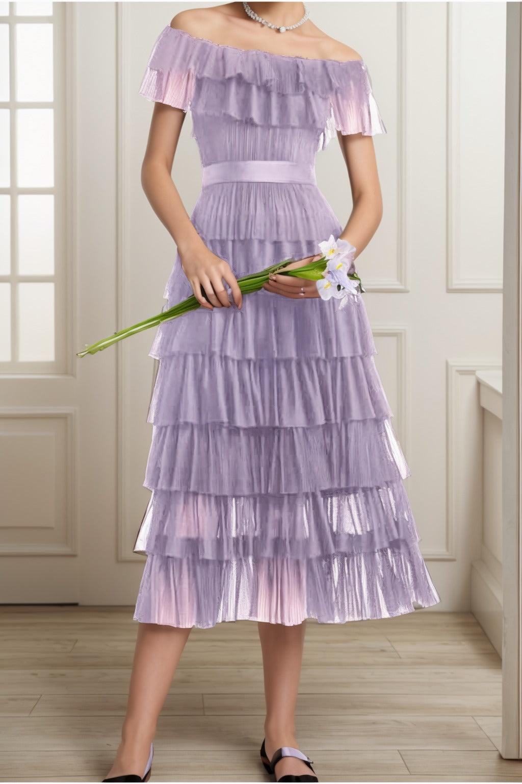 A-Line Tea Length Tulle Graduation Dresses CS0557 - COCOMELODY