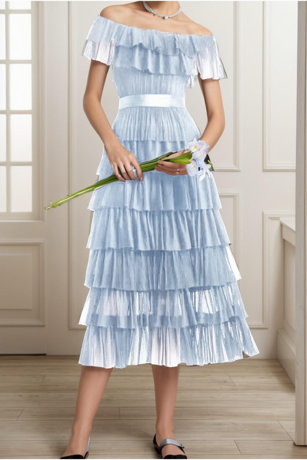 A-Line Tea Length Tulle Graduation Dresses CS0557 - COCOMELODY