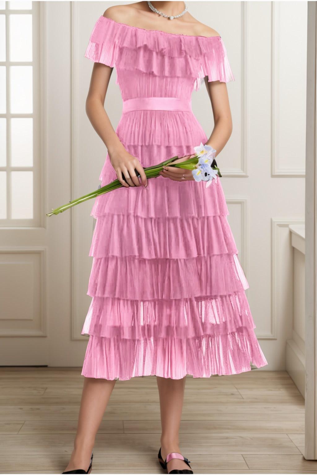 A-Line Tea Length Tulle Graduation Dresses CS0557 - COCOMELODY