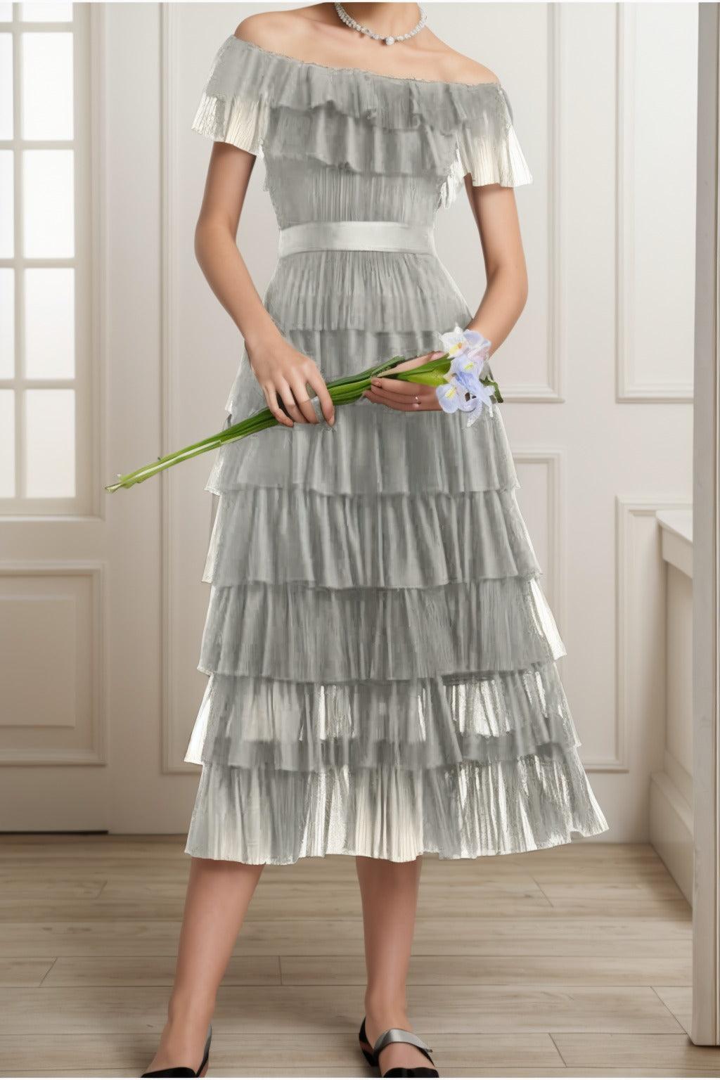 A-Line Tea Length Tulle Graduation Dresses CS0557 - COCOMELODY