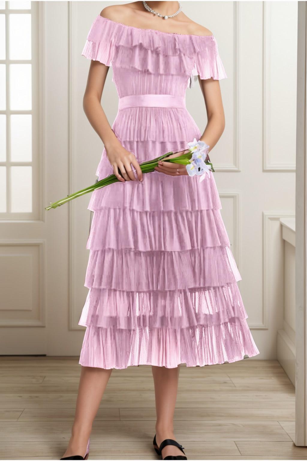 A-Line Tea Length Tulle Graduation Dresses CS0557 - COCOMELODY