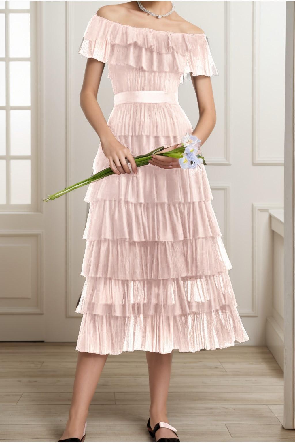 A-Line Tea Length Tulle Graduation Dresses CS0557 - COCOMELODY