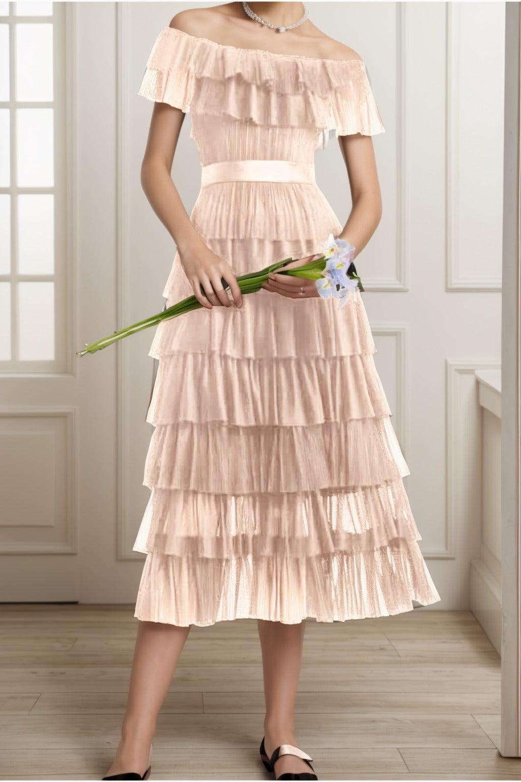 A-Line Tea Length Tulle Graduation Dresses CS0557 - COCOMELODY