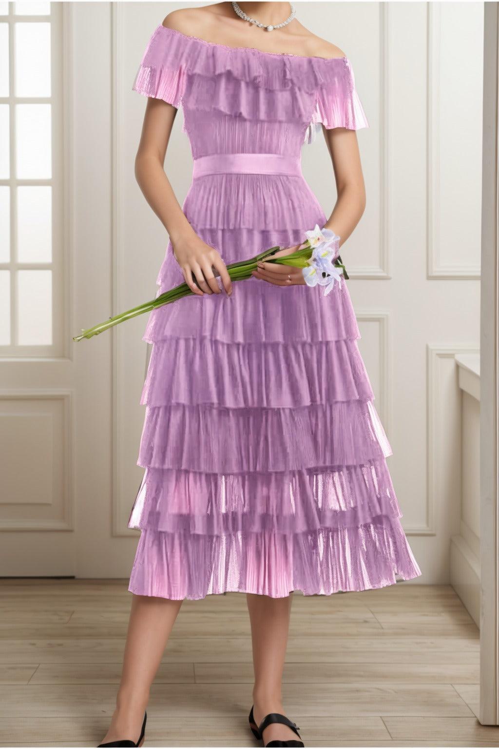 A-Line Tea Length Tulle Graduation Dresses CS0557 - COCOMELODY