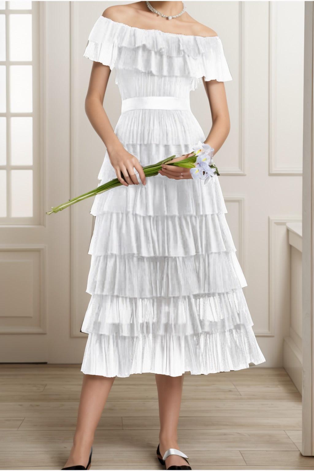 A-Line Tea Length Tulle Graduation Dresses CS0557 - COCOMELODY