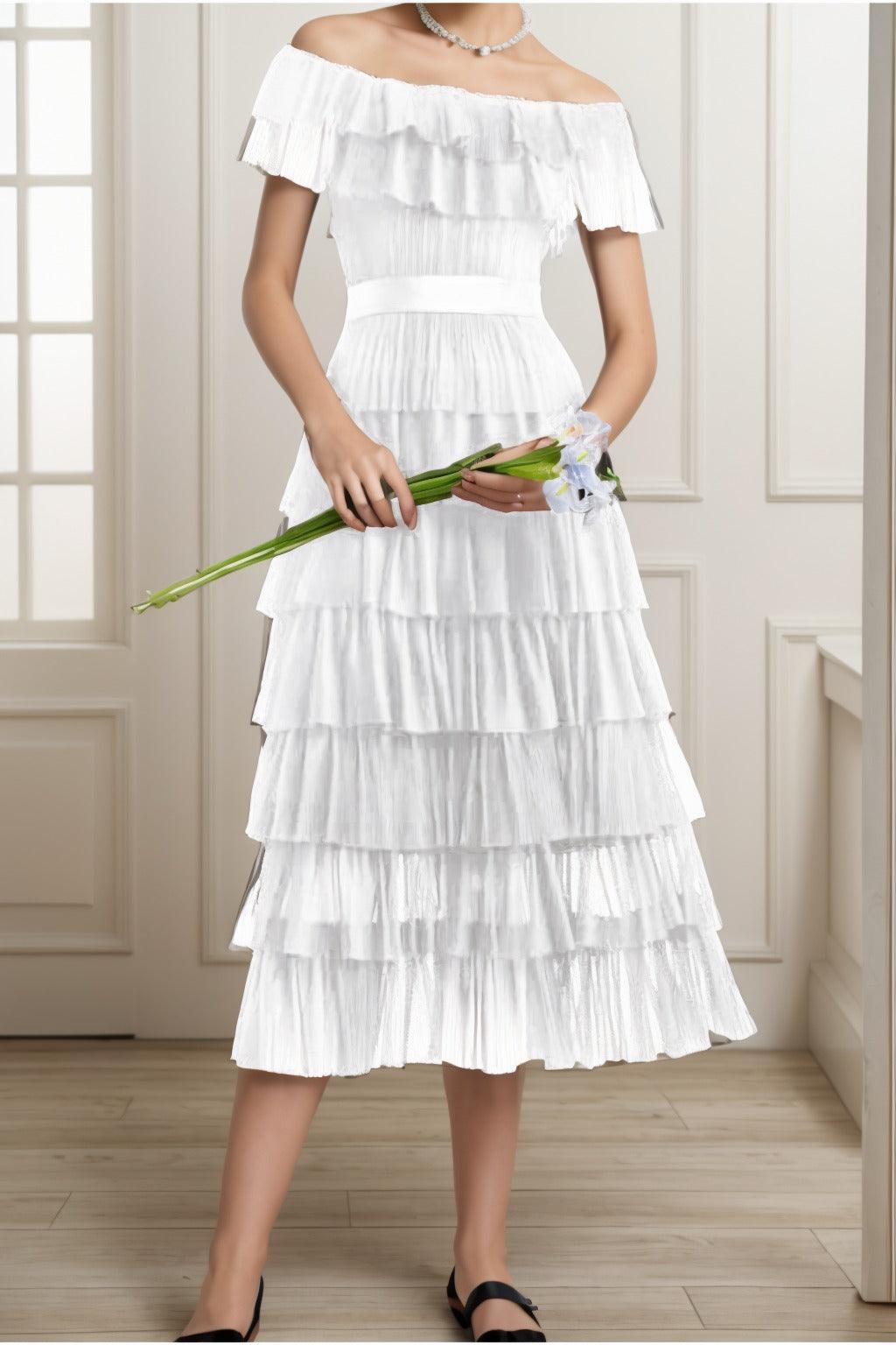 A-Line Tea Length Tulle Graduation Dresses CS0557 - COCOMELODY