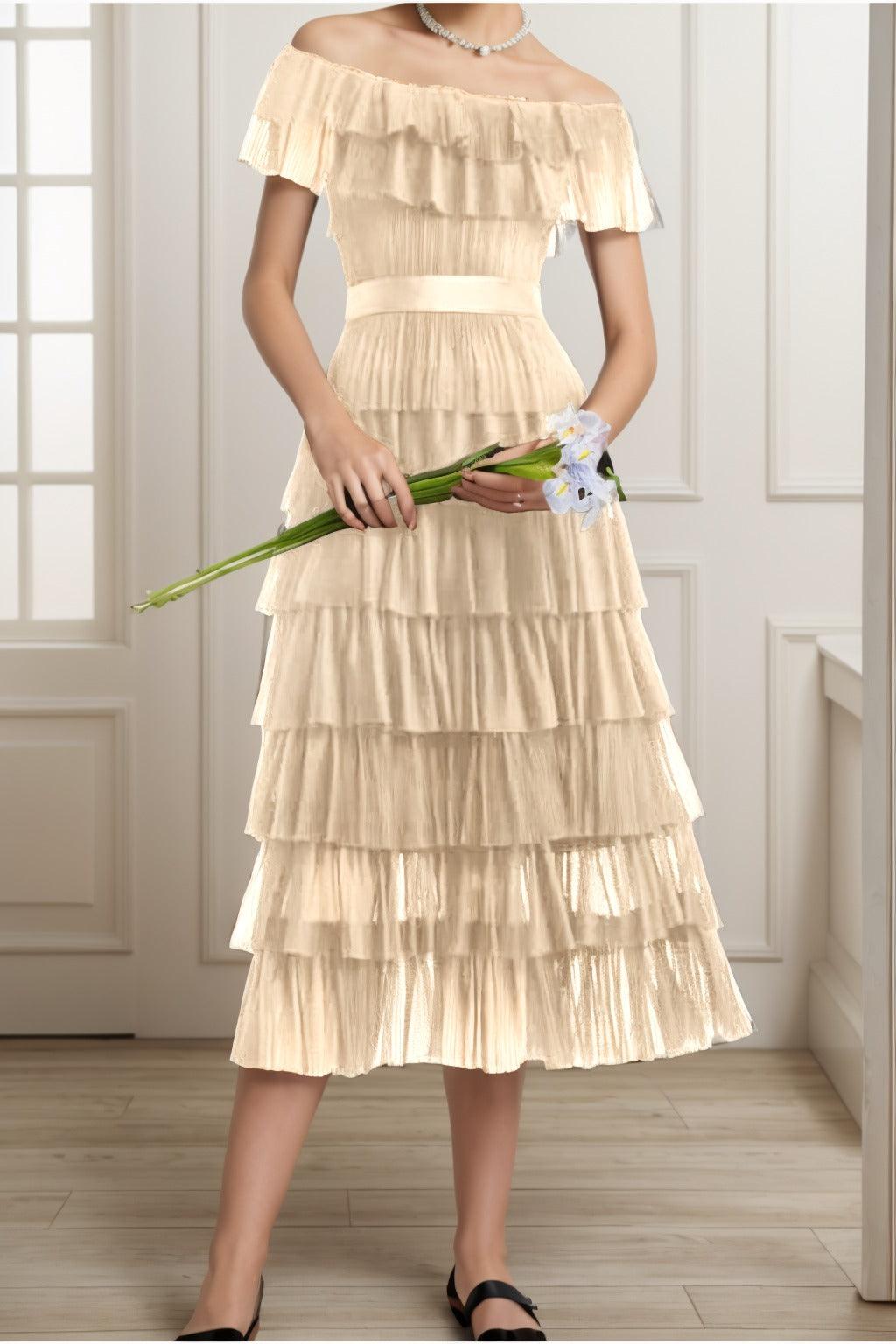 A-Line Tea Length Tulle Graduation Dresses CS0557 - COCOMELODY