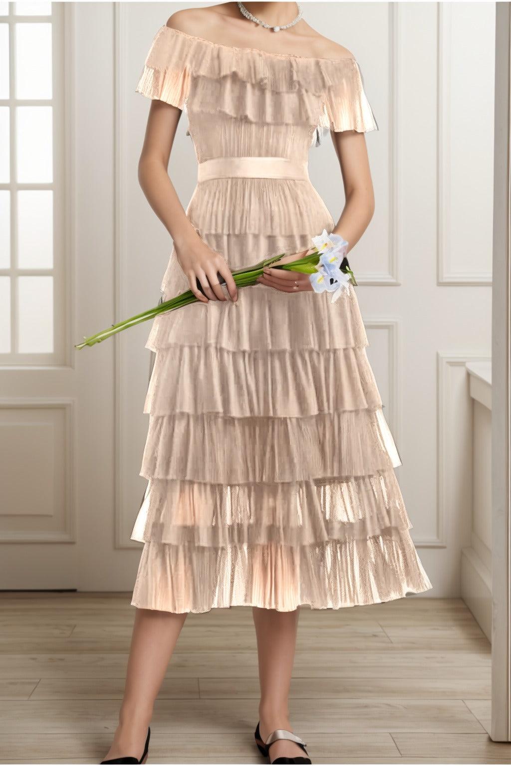 A-Line Tea Length Tulle Graduation Dresses CS0557 - COCOMELODY