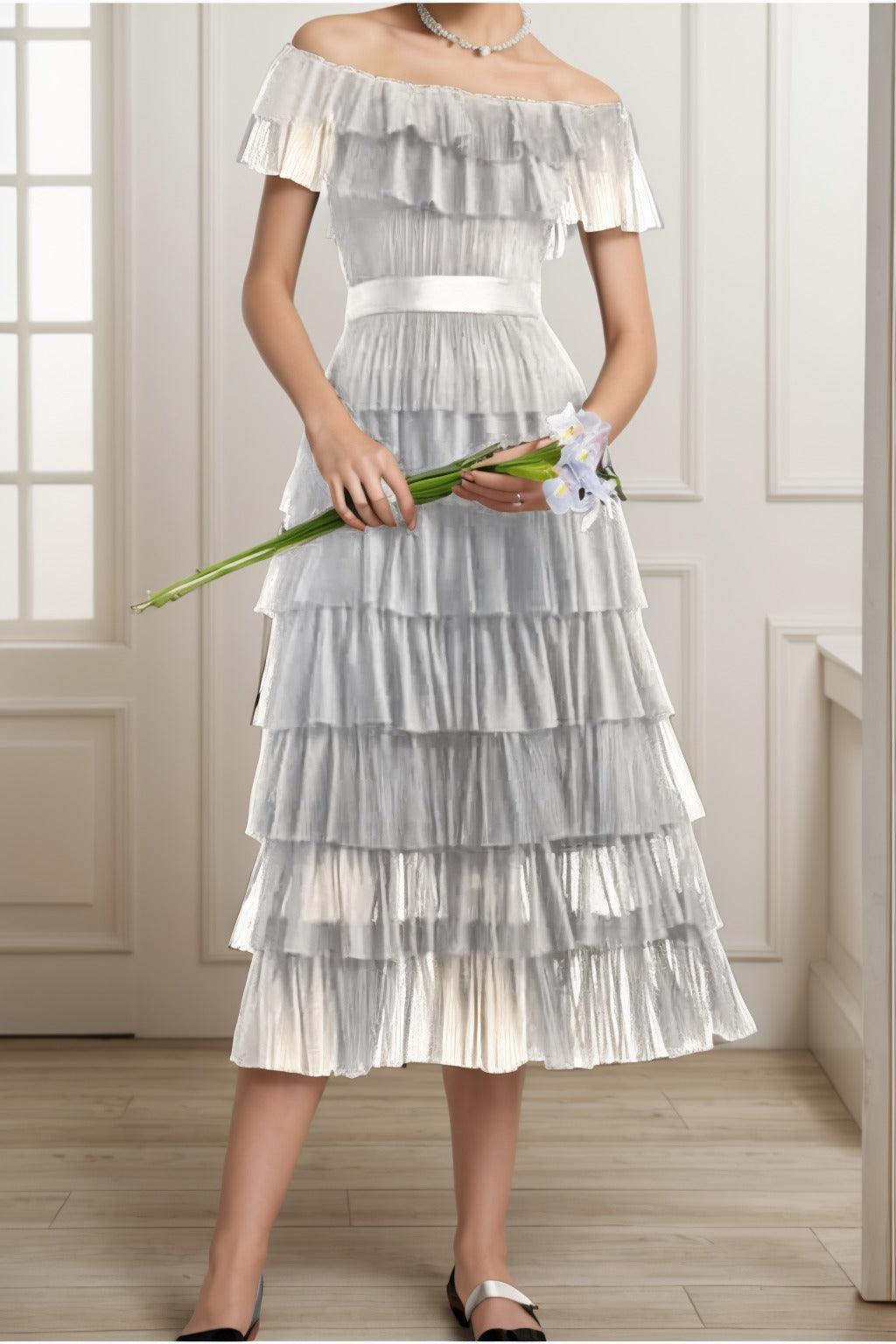 A-Line Tea Length Tulle Graduation Dresses CS0557 - COCOMELODY