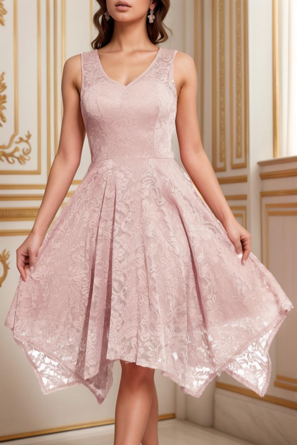 A-Line Tea Length Silk-Like Graduation Dresses CS0558 - COCOMELODY