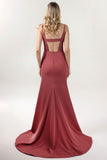 Mermaid Sweep-Brush Train Stretch Crepe Formal Dress CS0588 - COCOMELODY
