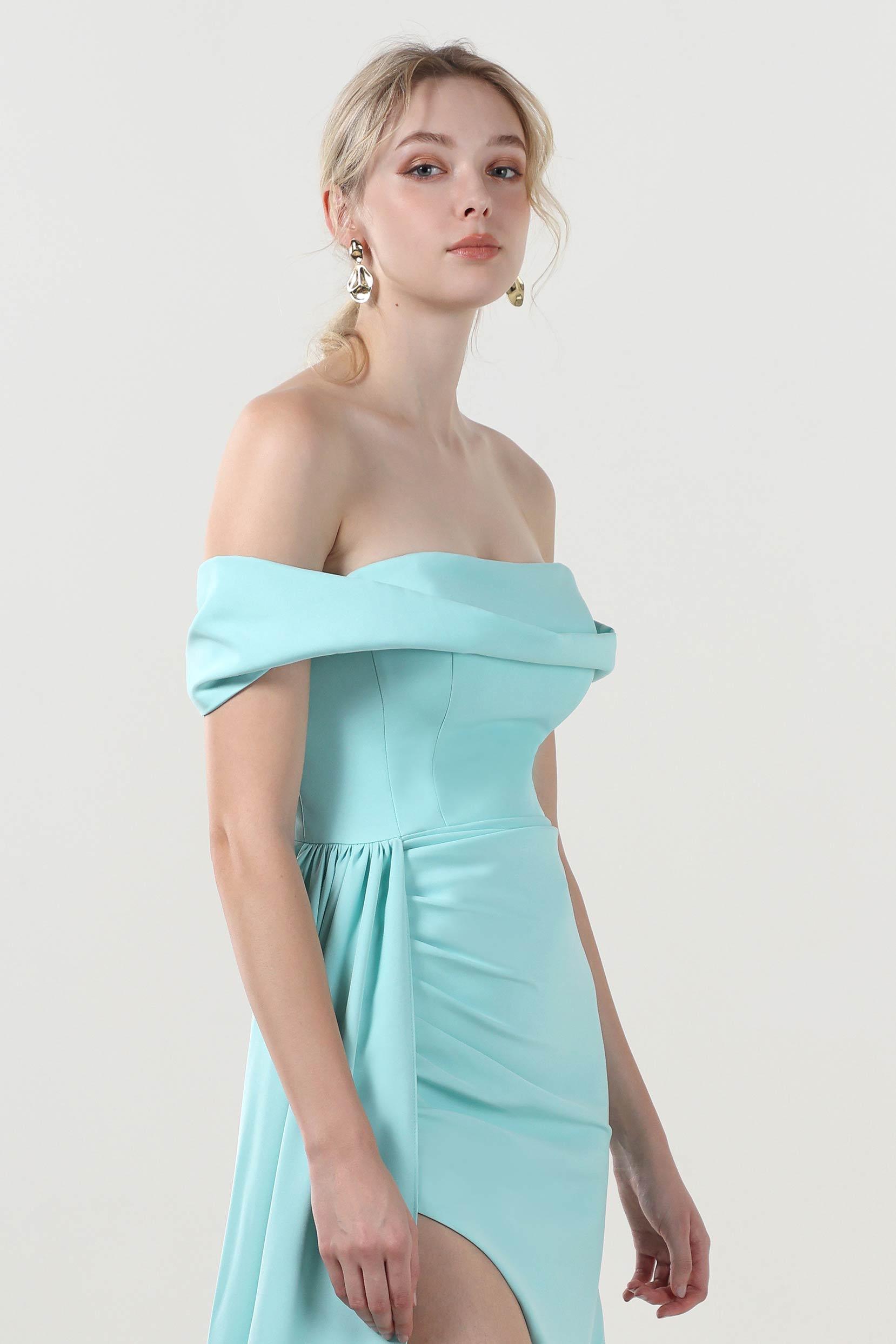 Sheath-Column Sweep-Brush Train Stretch Crepe Formal Dress CS0592 - COCOMELODY