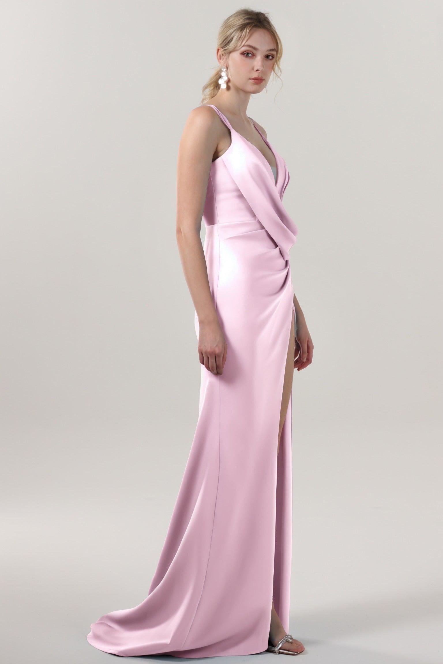 Sheath-Column Sweep-Brush Train Stretch Crepe Formal Dress CS0594 - COCOMELODY