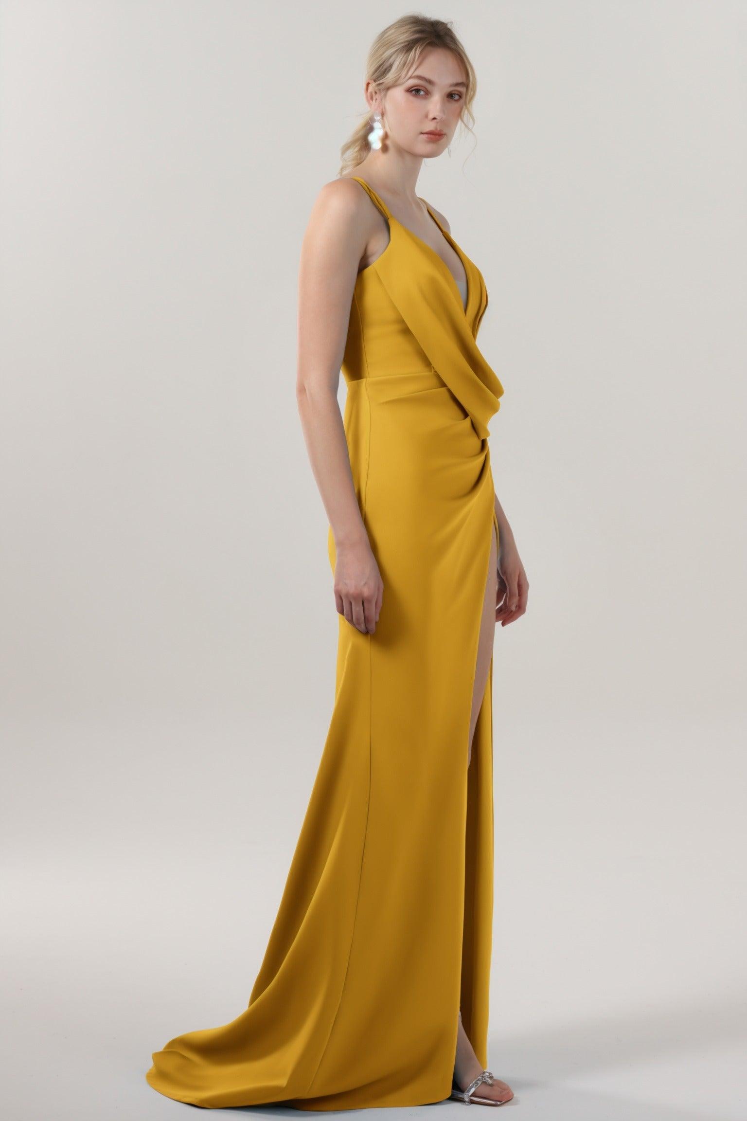 Sheath-Column Sweep-Brush Train Stretch Crepe Formal Dress CS0594 - COCOMELODY