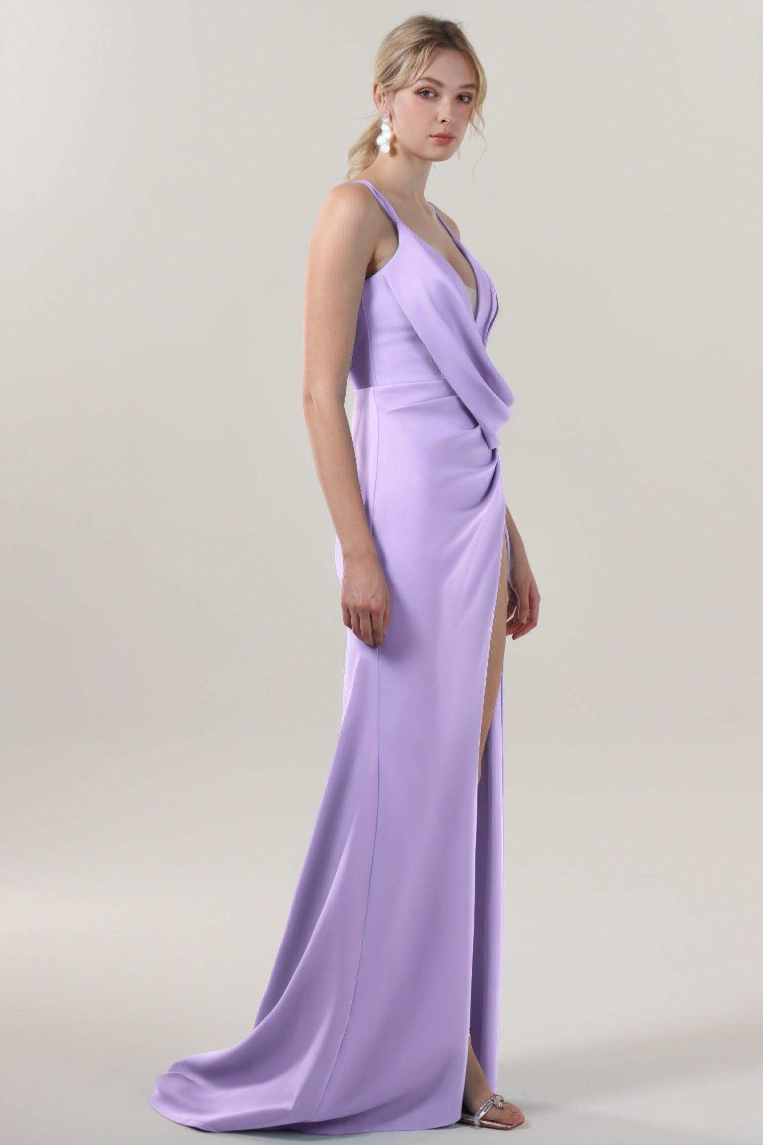Sheath-Column Sweep-Brush Train Stretch Crepe Formal Dress CS0594 - COCOMELODY