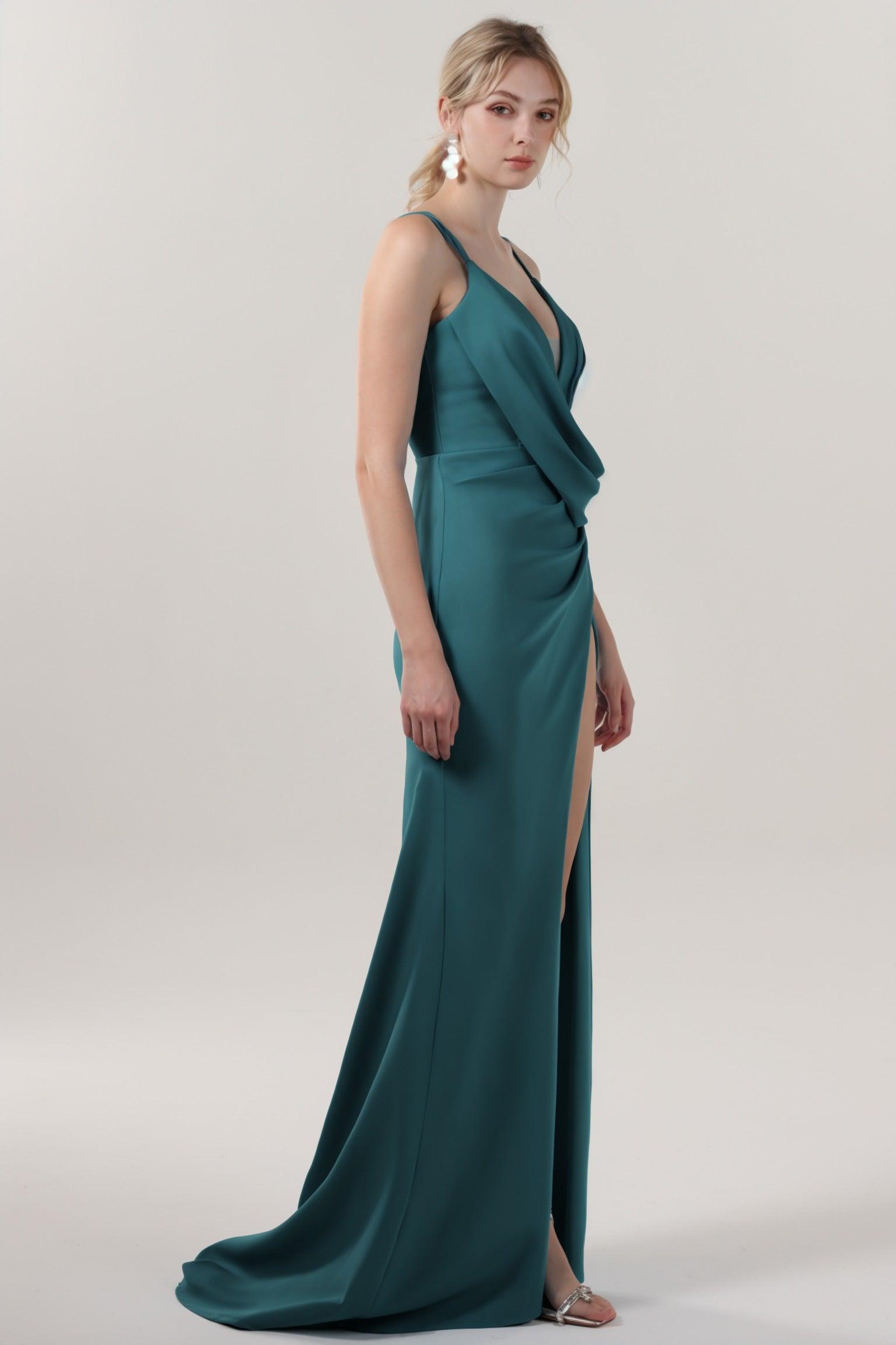 Sheath-Column Sweep-Brush Train Stretch Crepe Formal Dress CS0594 - COCOMELODY