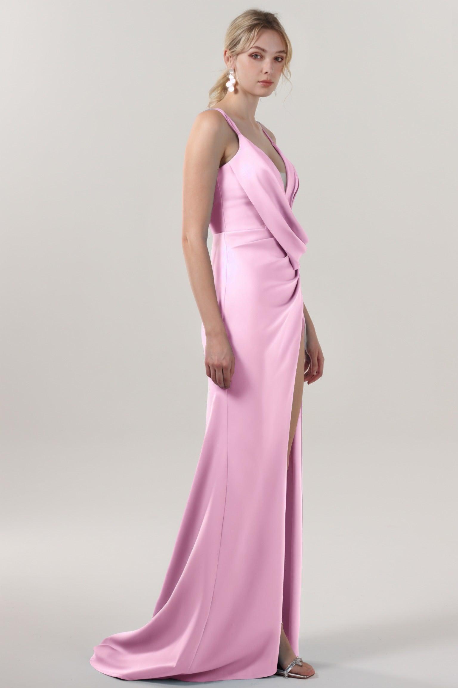 Sheath-Column Sweep-Brush Train Stretch Crepe Formal Dress CS0594 - COCOMELODY