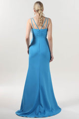 Sheath-Column Sweep-Brush Train Stretch Crepe Formal Dress CS0594 - COCOMELODY