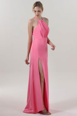 Sheath-Column Maxi Stretch Crepe Bridesmaid Dress CS0597BM - COCOMELODY
