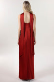 Sheath-Column Maxi Luxe Satin Bridesmaid Dress CS0599BM - COCOMELODY