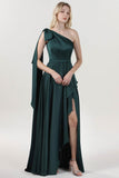 Asymmetrical Maxi Luxe Satin Bridesmaid Dress CS0603BM - COCOMELODY