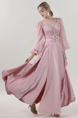 A-Line Maxi Luxe Satin Glitter Formal Dress CS0605 - COCOMELODY