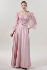 A-Line Maxi Luxe Satin Glitter Formal Dress CS0605 - COCOMELODY