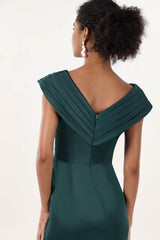 Sheath-Column Maxi Luxe Satin Bridesmaid Dress CS0608BM - COCOMELODY