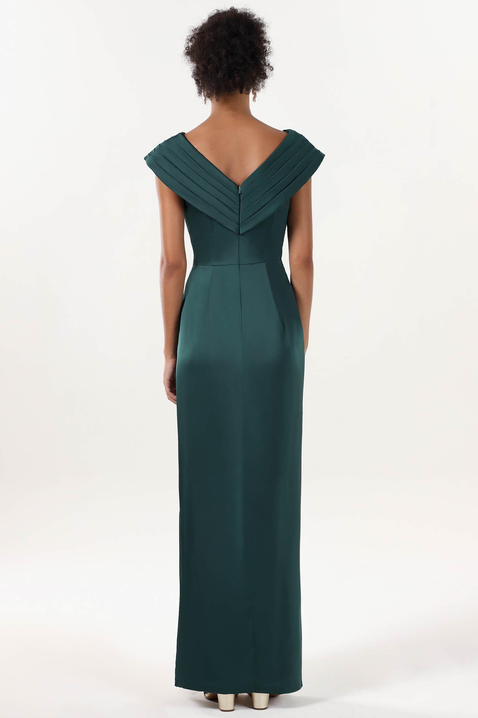 Sheath-Column Maxi Luxe Satin Bridesmaid Dress CS0608BM - COCOMELODY