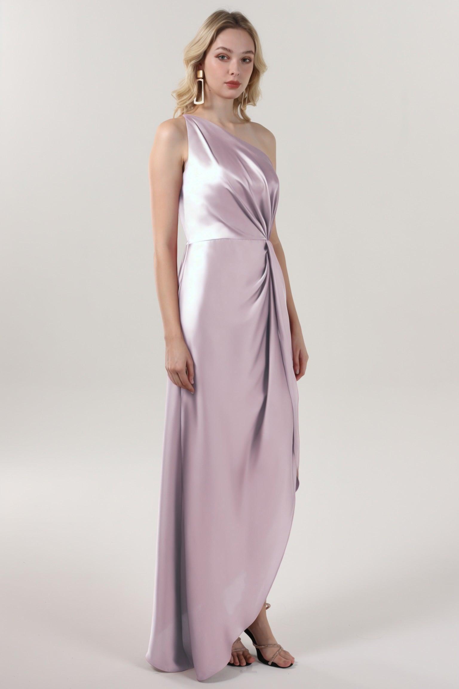 Sheath-Column Midi Luxe Satin Bridesmaid Dress CS0612BM - COCOMELODY
