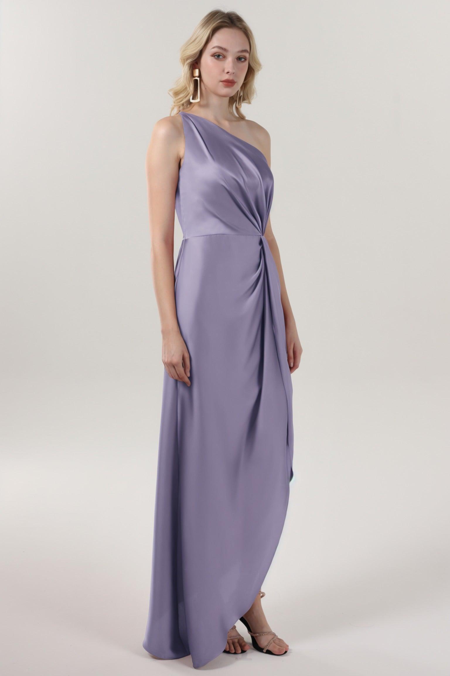 Sheath-Column Midi Luxe Satin Bridesmaid Dress CS0612BM - COCOMELODY
