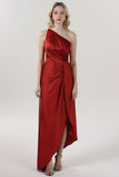 Sheath-Column Midi Luxe Satin Bridesmaid Dress CS0612BM - COCOMELODY