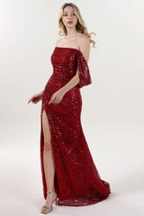 Sheath-Column Sweep-Brush Train Glitter Formal Dress CS0614 - COCOMELODY