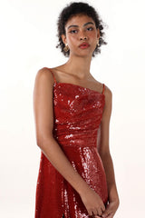 Sheath-Column Sweep-Brush Train Sequined Formal Dress CS0624 - COCOMELODY