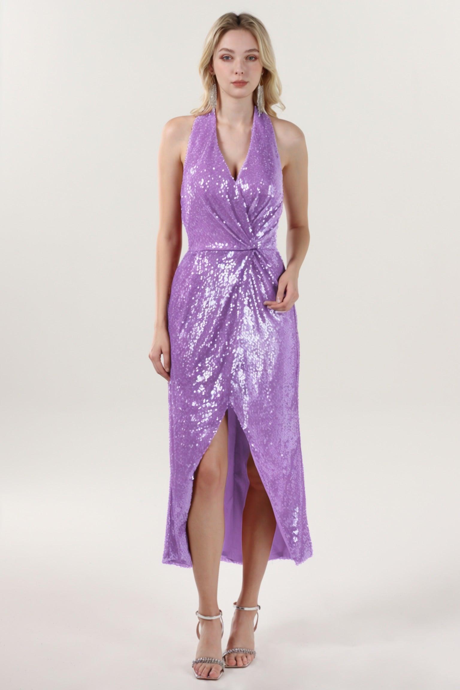 Sheath-Column Midi Sequined Formal Dress CS0625 - COCOMELODY
