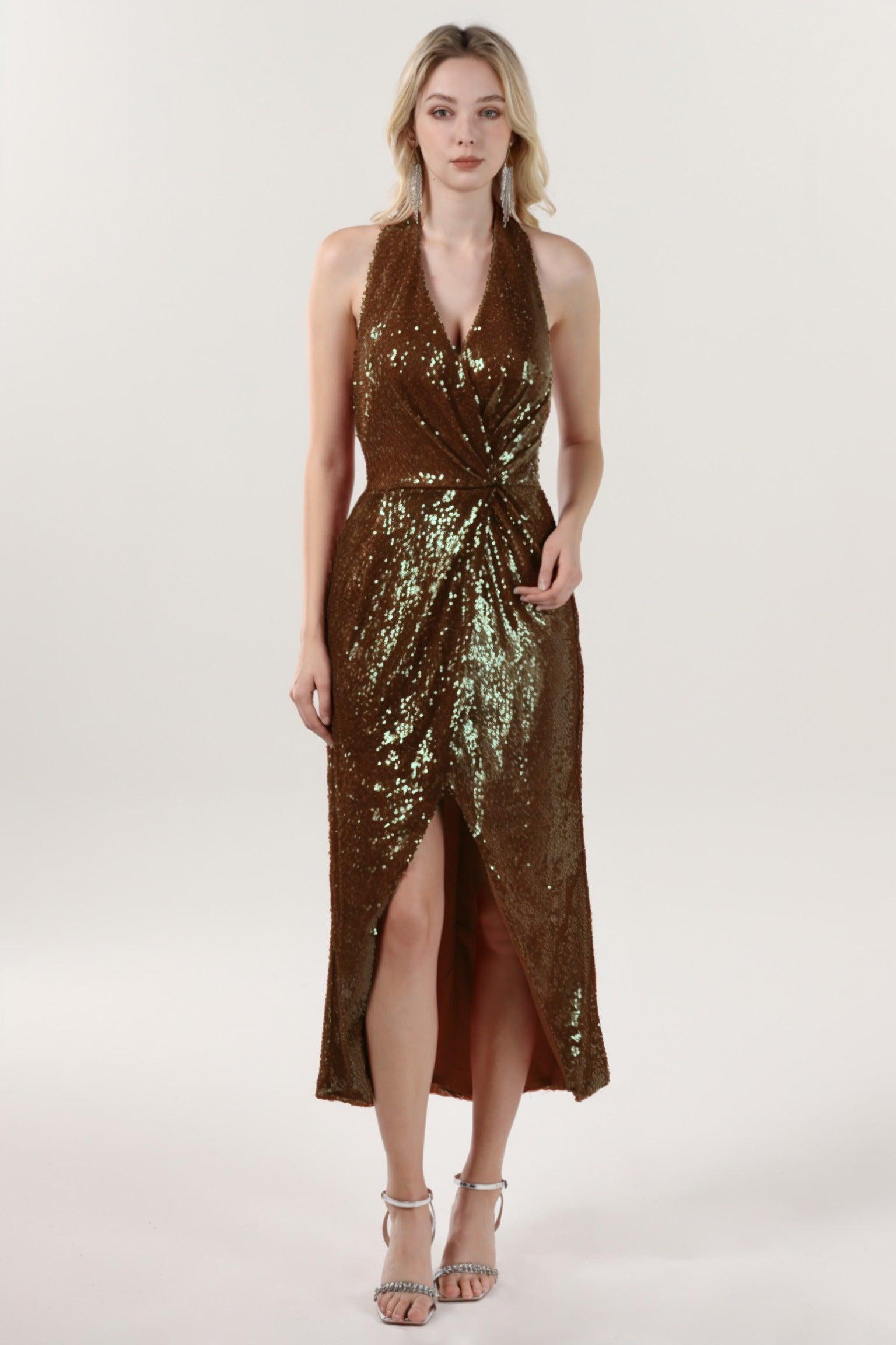 Sheath-Column Midi Sequined Formal Dress CS0625 - COCOMELODY