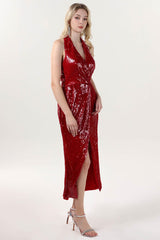 Sheath-Column Midi Sequined Formal Dress CS0625 - COCOMELODY