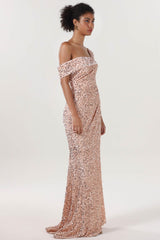 Sheath-Column Sweep-Brush Train Velvet Sequin Bridesmaid Dress CS0635BM - COCOMELODY
