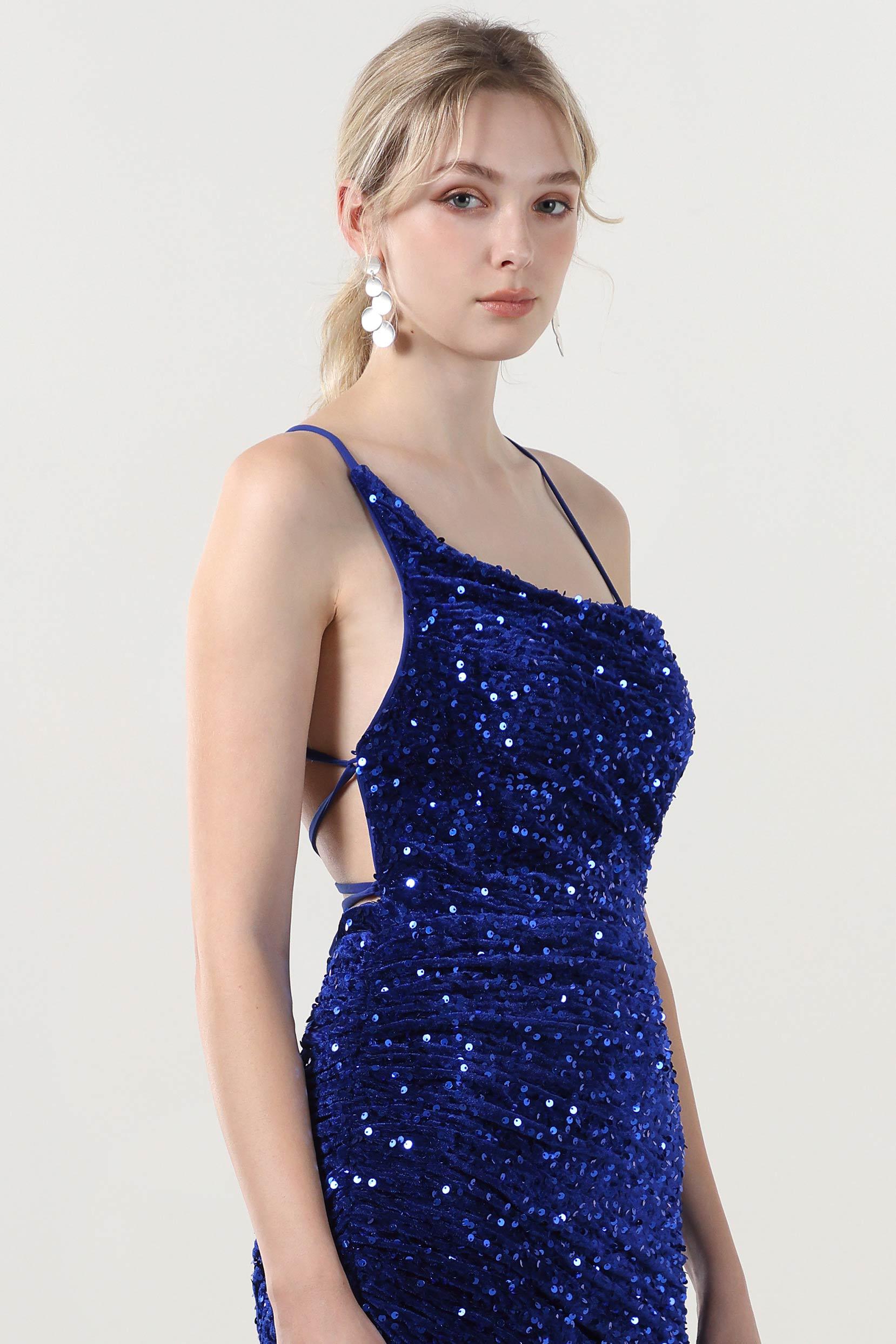 Sheath-Column Maxi Velvet Sequin Formal Dress CS0637 - COCOMELODY