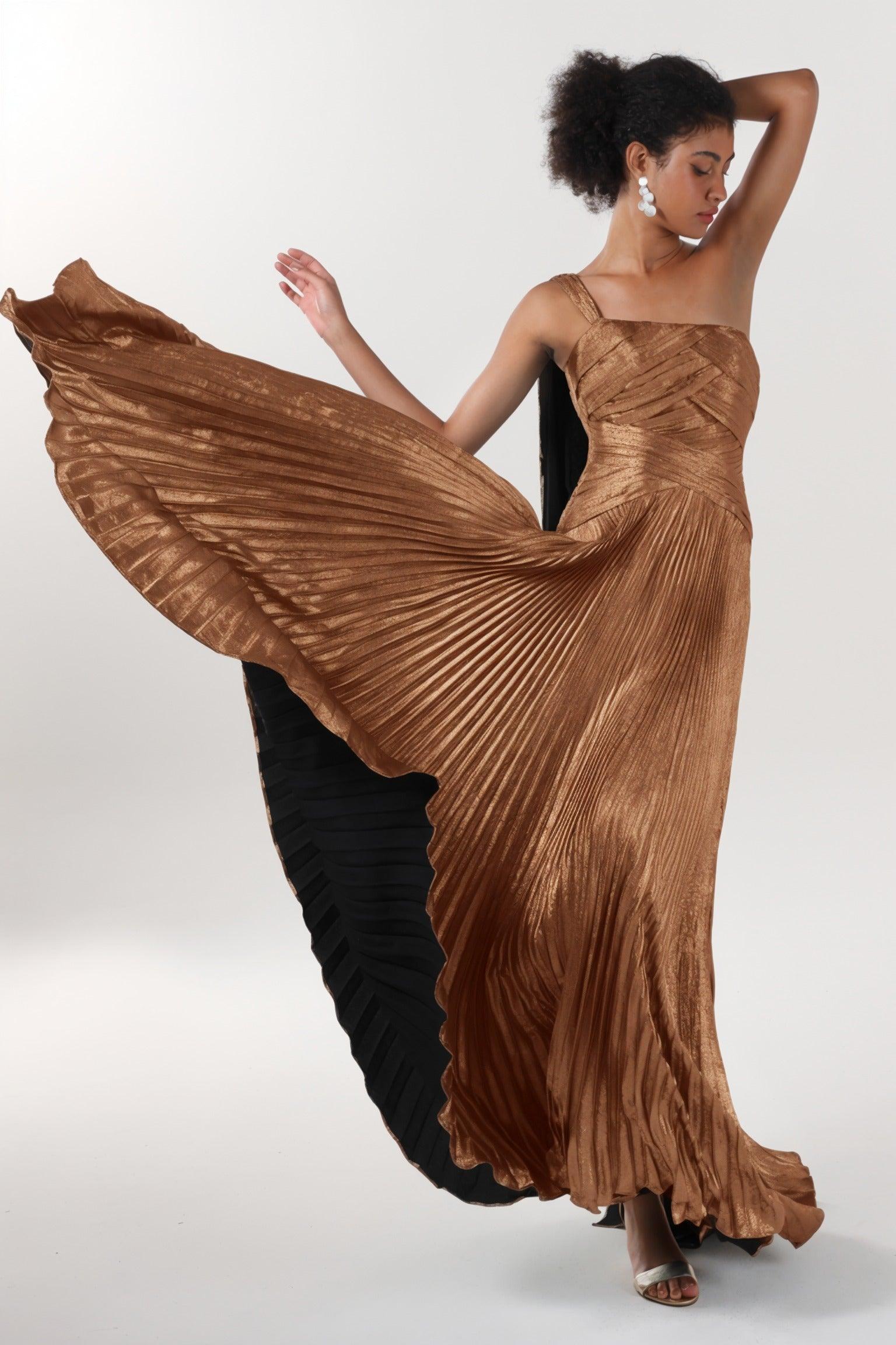 A-Line Maxi Metallic Formal Dress CS0643 - COCOMELODY