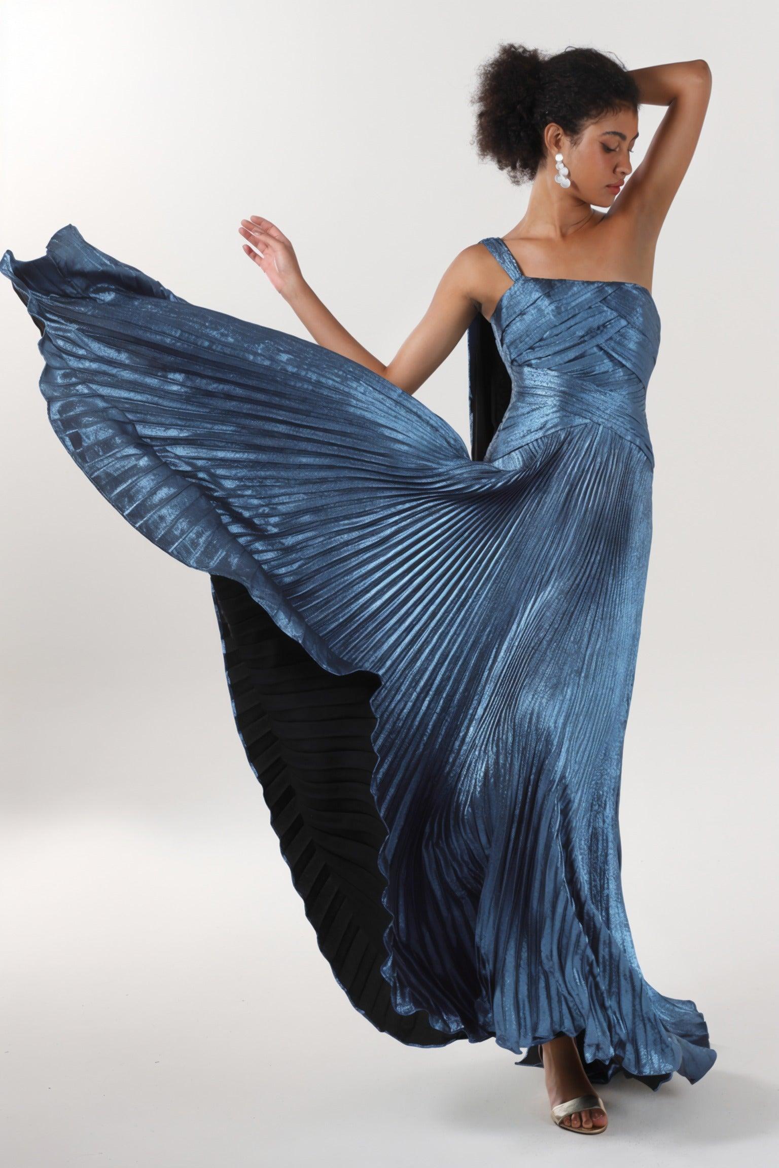 A-Line Maxi Metallic Formal Dress CS0643 - COCOMELODY