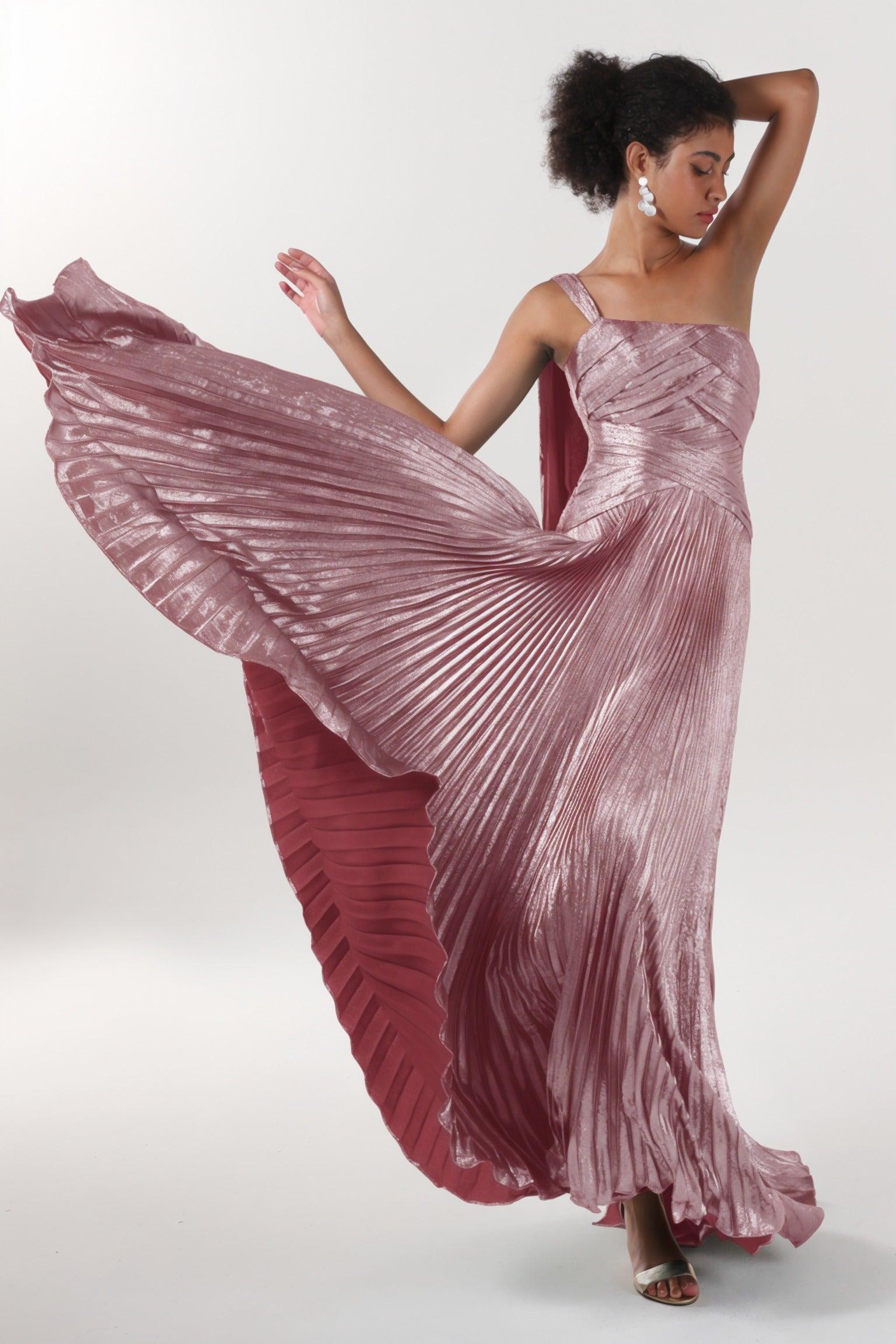 A-Line Maxi Metallic Formal Dress CS0643 - COCOMELODY