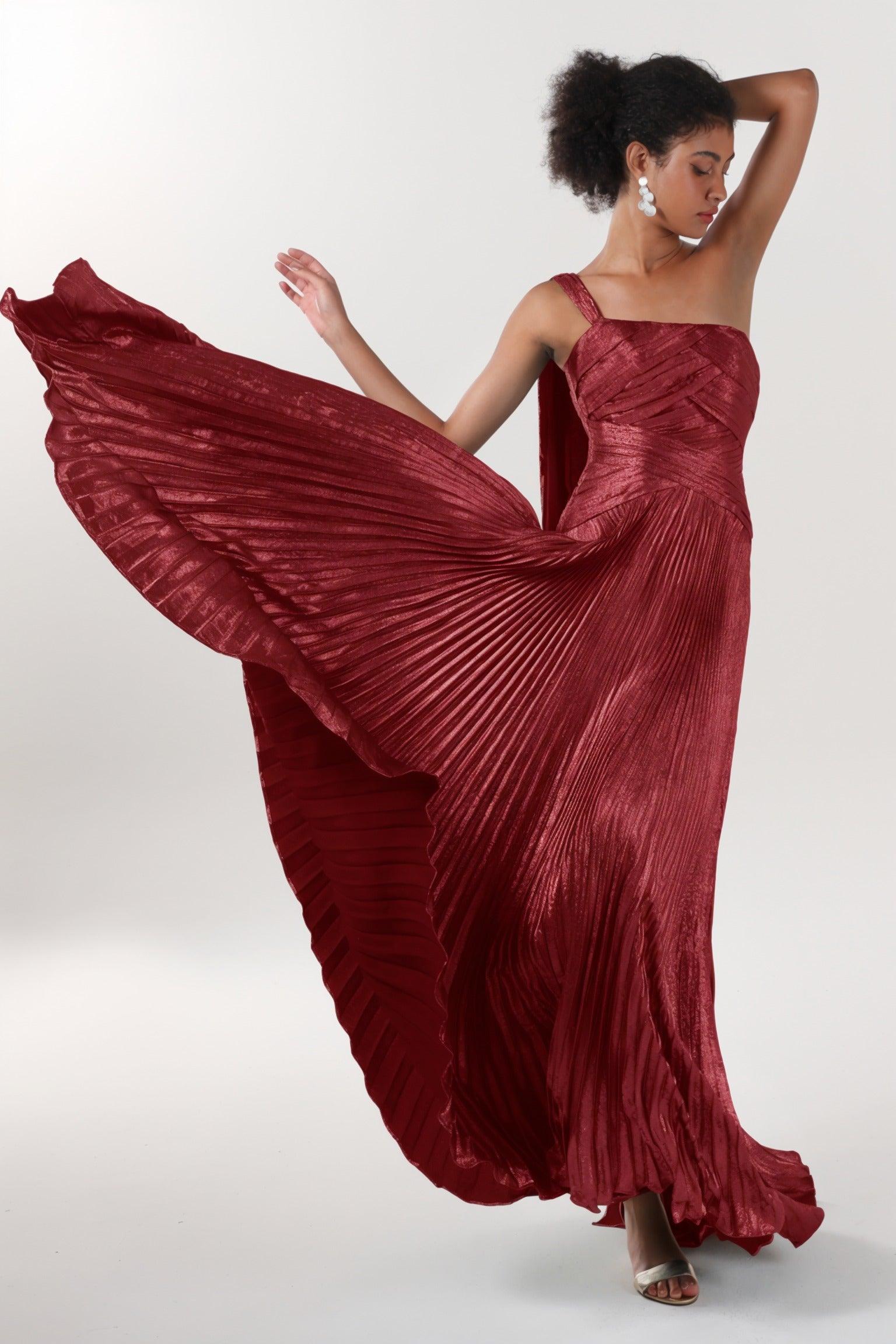 A-Line Maxi Metallic Formal Dress CS0643 - COCOMELODY