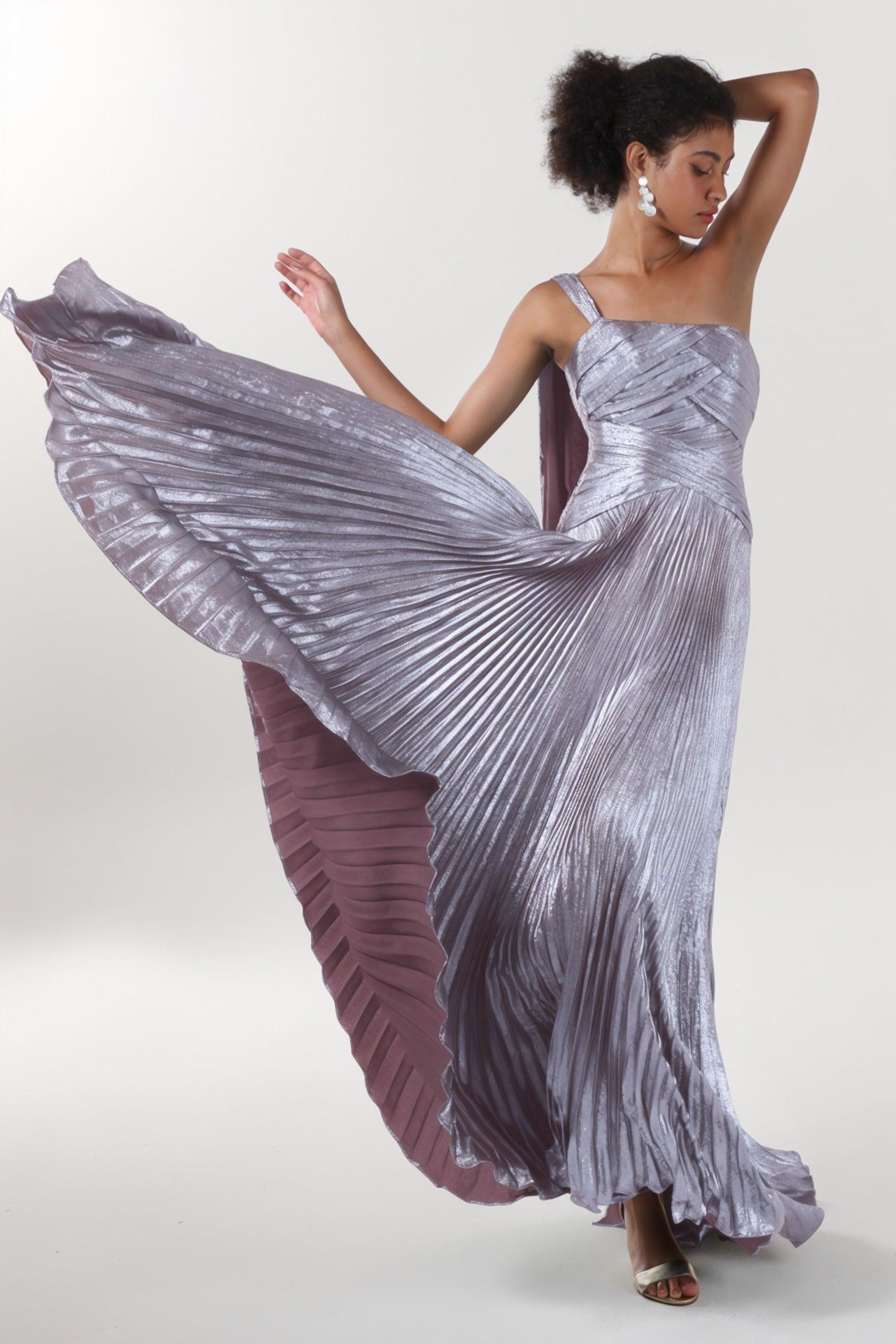 A-Line Maxi Metallic Formal Dress CS0643 - COCOMELODY