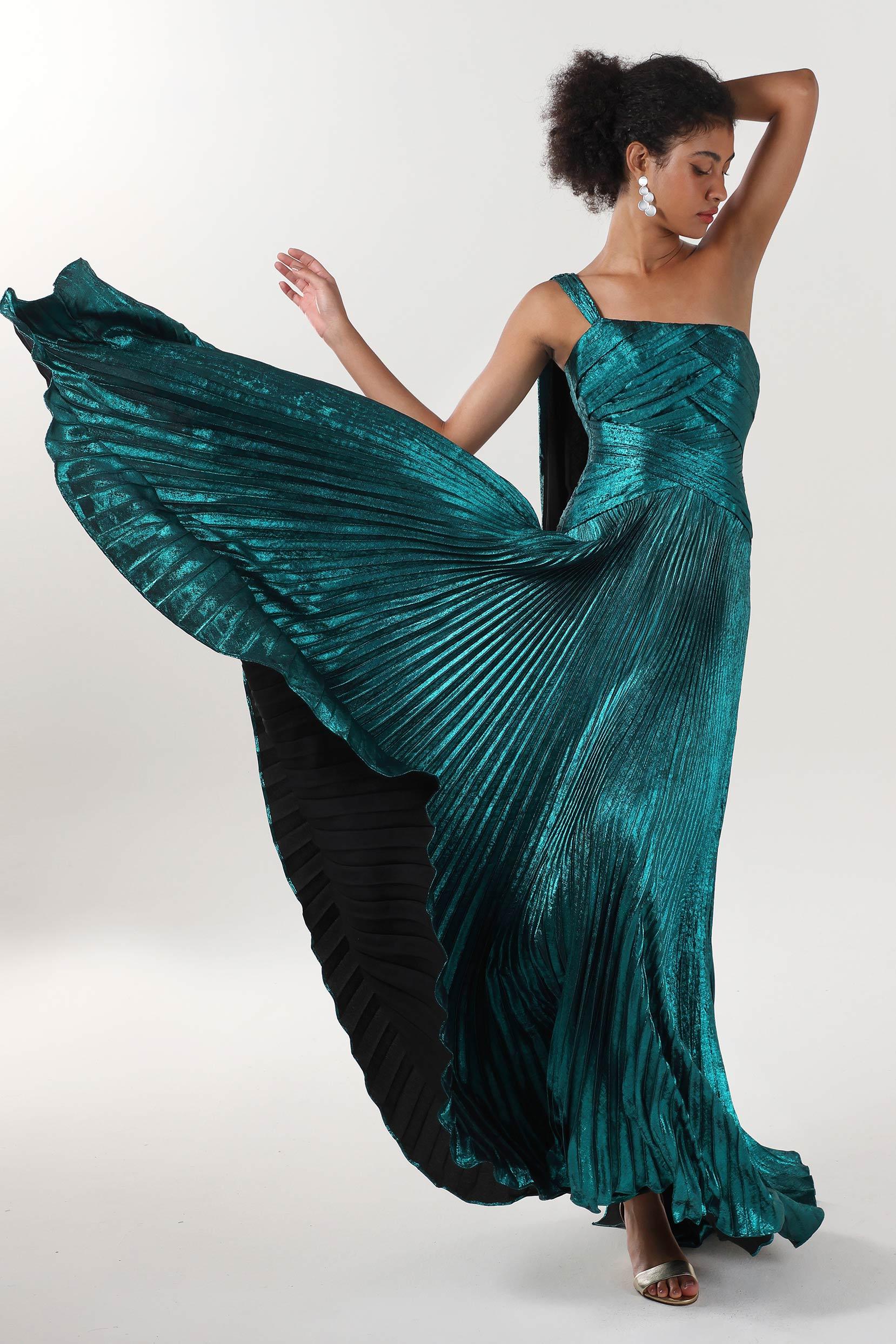 A-Line Maxi Metallic Formal Dress CS0643 - COCOMELODY
