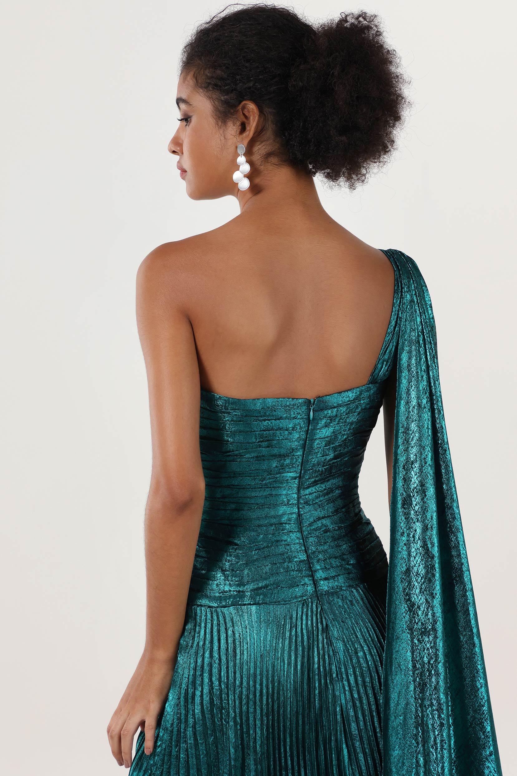 A-Line Maxi Metallic Formal Dress CS0643 - COCOMELODY