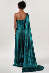 A-Line Maxi Metallic Formal Dress CS0643 - COCOMELODY